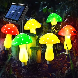 Upgraded Solar Mushroom Lights Outdoor Garden Decorative Lights 6 Mushroom Ornaments 8 Modes Solar Christmas Lights Camping Holiday Landscape Yard Path Decoration