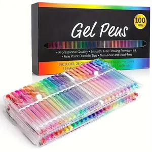 Gel Pen Set with Case, 1 Set 18/24/60/100 Color Gel Pen, Non-toxic Versatile Fine Point Pens Artist Supplies for Adult Coloring, Drawing, Sketching & Crafting, Art Marker Set