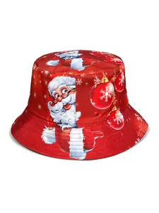 Christmas bucket hat, Santa Claus snowflake bell pattern, double-sided wearing, foldable lightweight design fisherman hat, fishing bucket hat, unisex casual sun protection hat, perfect for Christmas parties and holidays