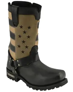 Milwaukee Leather Men's Stars And Stripes Motorcycle Harness Boot Square Toe - Mbm9045x