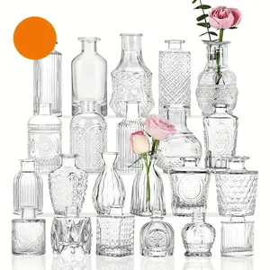 12/24/64pcs Glass Bud Vases In Bulk, Small Vases for Centerpieces, Flower Vases for Rustic Wedding Home Table Decorations Banquet Party Festival Wedding Home Restaurant Table Decor, Aesthetic Room Deco, for Halloween And Christmas
