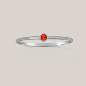 July Birthstone Ring Ruby – Sterling Silver Stacking Ring