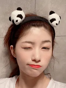New Cute Cartoon Panda Hairband for Women, Fashion Fuzzy Face Wash Headband, Unique Outdoor Hair Accessory, Stylish Hair Tie