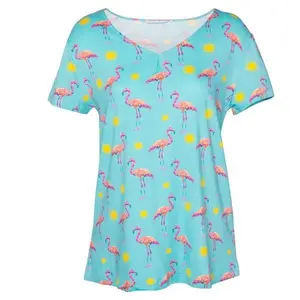 Miami Flamingo Pajama Top | Blue Coastal PJs For Women - Amanda Blu