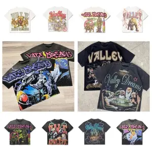 Valley Unisex Fashion Comfortable T-shirt Retro Hip Hop Tie-Dye Round Neck Short-Sleeved Casual Top - Menswear Streetwear