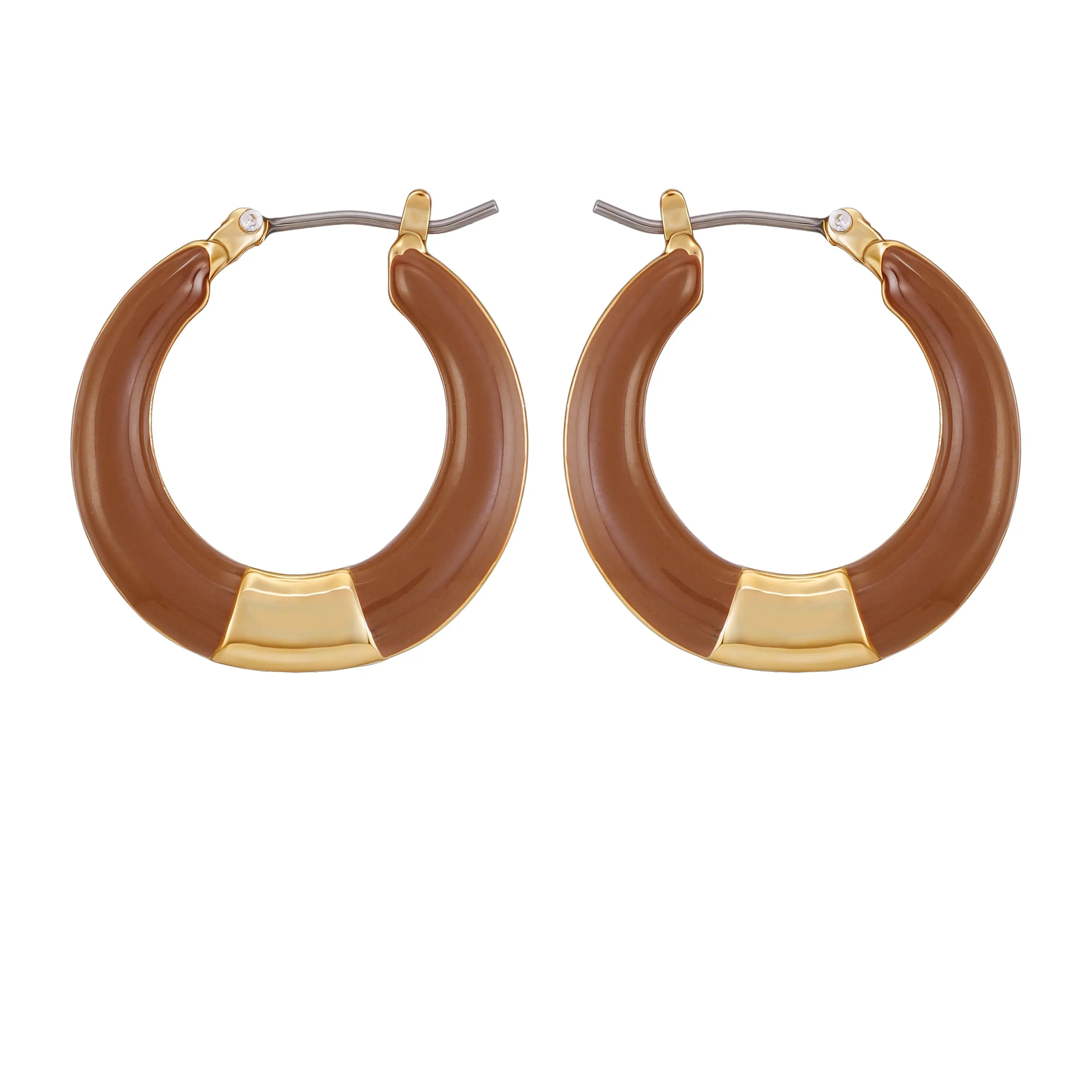 Vince Camuto Gold Tone Enamel Hoop Earrings