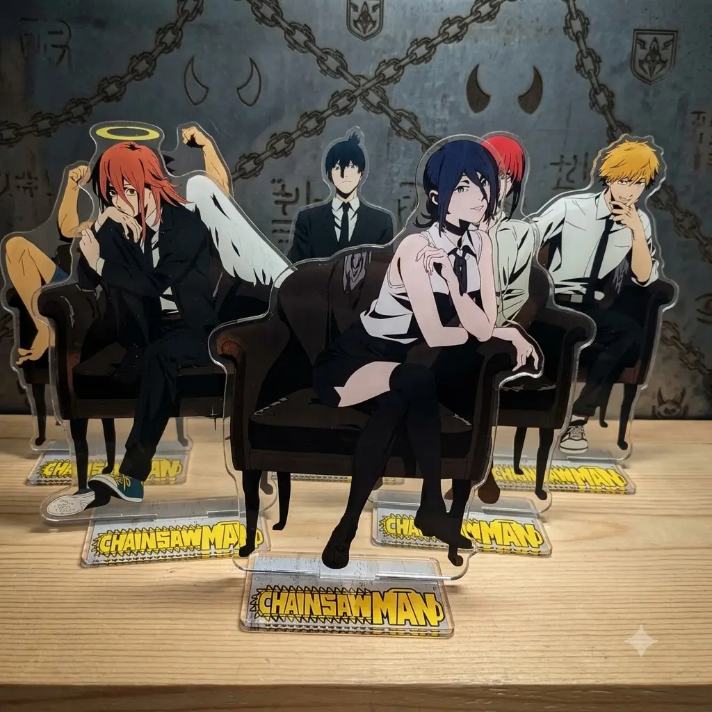 Chainsaw Man Latest Large Acrylic Standee Sitting on Sofa Pose, Anime Character Figure, Desk Display, Collectible Gift for Fans (1 standee_8inch)