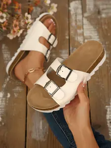 Women's Casual Synthetic Leather Flatform Sandals, Open Toe Slingback Design, Lightweight Comfortable Shoes for Daily Wear & Travel