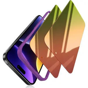 (2 Pack) Tempered Glass Privacy Screen Protector Compatible for iPhone 16 Pro, Red to Green Gradient, Shatterproof, Anti-Scratch, Mirror Finish, Anti Blue Light, Touch Sensitive, Bubble-Free