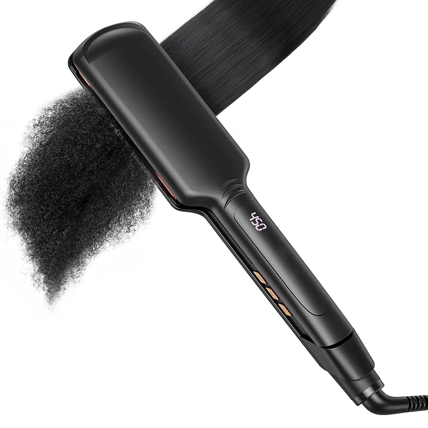Titanium Flat Iron Hair Straightener for Natural Hair, 2 inch Hair Straightener for Thick Hairs, Silk Press Flat Iron Wide Plate
