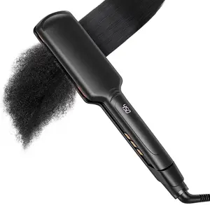 Titanium Flat Iron Hair Straightener for Natural Hair, 2 inch Hair Straightener for Thick Hairs, Silk Press Flat Iron Wide Plate