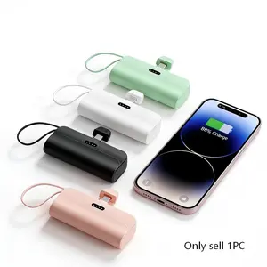 5000mah Portable Power Bank, Capsule Pocket Charger, LED Display, Type-C USB Interface, Clip-On Strap, for iPhone & Android Devices