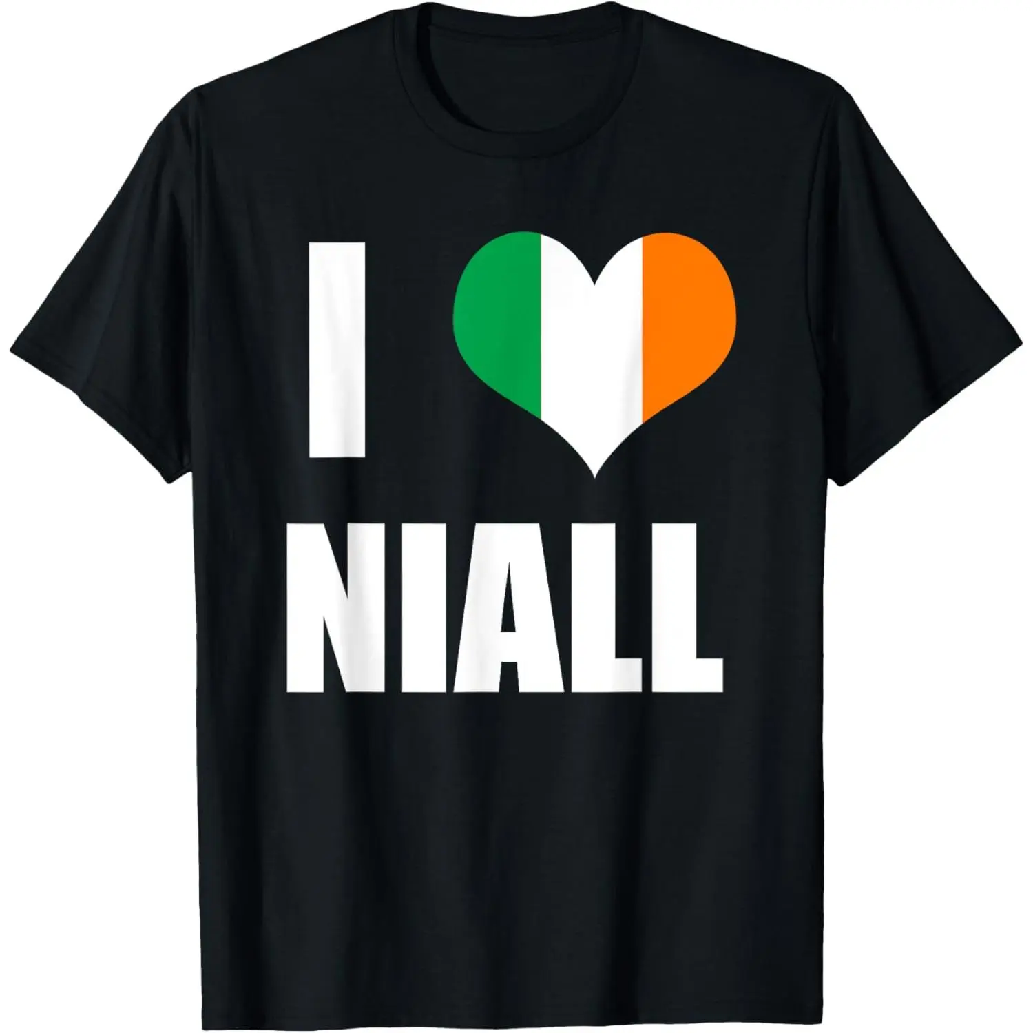 Men's/Women's Short-Sleeve Round Neck Knit Cotton Fabric T-Shirt - Casual Sports Top with "I Love Niall" Funny Graphic, Ireland Flag Heart Design, Comfortable Fit
