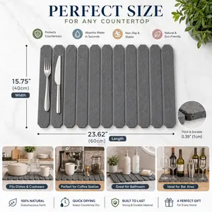 Large Diatomaceous Earth Dish Drying Mat (24x16 in) - Foldable, Fast-Drying Kitchen Counter Mat with Quick Drainage, Easy Clean, Absorbent, Multi-Purpose for Coffee Tableware Organiser Set
