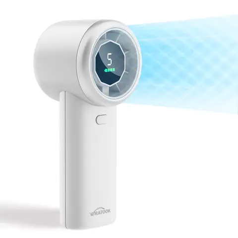 WHATOOK Portable Rechargeable Cordless Pocket Fan, Handheld Mini Fan with Air Turbo Tech, 4000mAh Battery & LED Display, 5-Gear Wind, 3-in-1 Foldable for Outdoor, Travel, Working, Portable Rechargeable Fan,dorm essentials,home essentials