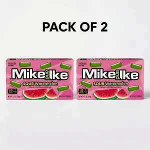 MIKE AND IKE SOUR Watermelon Chewy Candy, 4.25 ounce Theater Box, 2 count  Sweet Fruit Snack Gluten-free, and Fat-free candy.