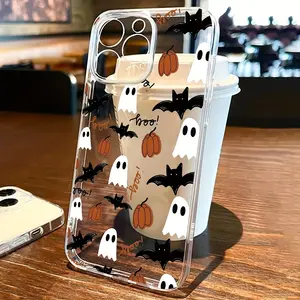 1pc Halloween Pumpkin Ghost 2 in 1 Phone Case for iPhone 16 Pro Max, 15 Plus, 14 Pro, 13, 12, 11 Pro Max, They are excellent gifts for girlfriends, boyfriends and friends on Christmas and Halloween.