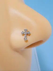 Rhinestone Cross Nose Ring, Septum Pierced Ring, Punk Style Nose Ring for Women & Men for Party, Daily Clothing Decor, Trendy All-match Jewelry for Birthday Gift, Piercing, Body Piercing Jewelry