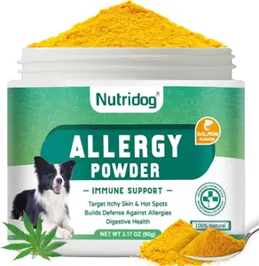 Dog Allergy Powder Nutritional Supplement, Salmon Flavor, Relieves Itching, Fits All Dogs 90g 3.17 oz