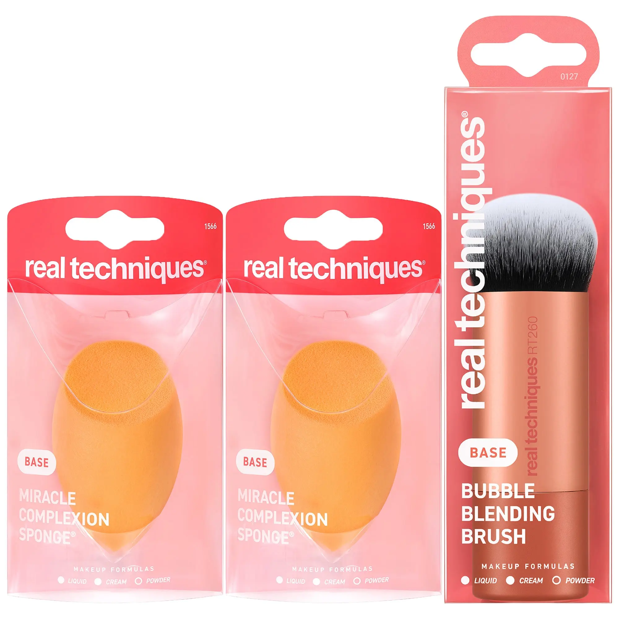 Real Techniques Flawless Makeup Essentials — Bubble Blending Brush + 2 Miracle Complexion Sponges