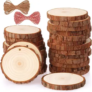 Slices 25 count 3..5 Inches Craft  Kit Unfinished Predrilled with Hole Wooden Circles Tree Slices for Arts and Crafts Christmas Ornaments DIY Crafts