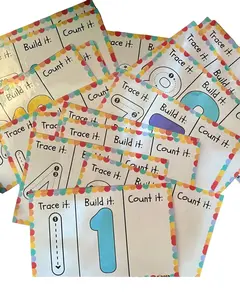 Preschool Math Mats Fine Motor Counting with Playdough Trace Build Count Educational Learning Tools for Kids Interactive Playdough Mats Laminated for Multiple Uses