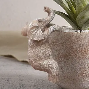 Whimsical Climbing Elephant Plant Pot Hugger, Resin Animal Ornament Garden and Home Decor Displays for Thanksgiving and Christmas Gifts