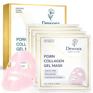 [Dewora] Salmon DNA PDRN Pink Collagen Sheet Mask - Korean sheet mask for glass skin - Niacinamide Hyaluronic Acid for Anti-Aging, Firming, Brightening, Deep Hydration (Pack of 4)