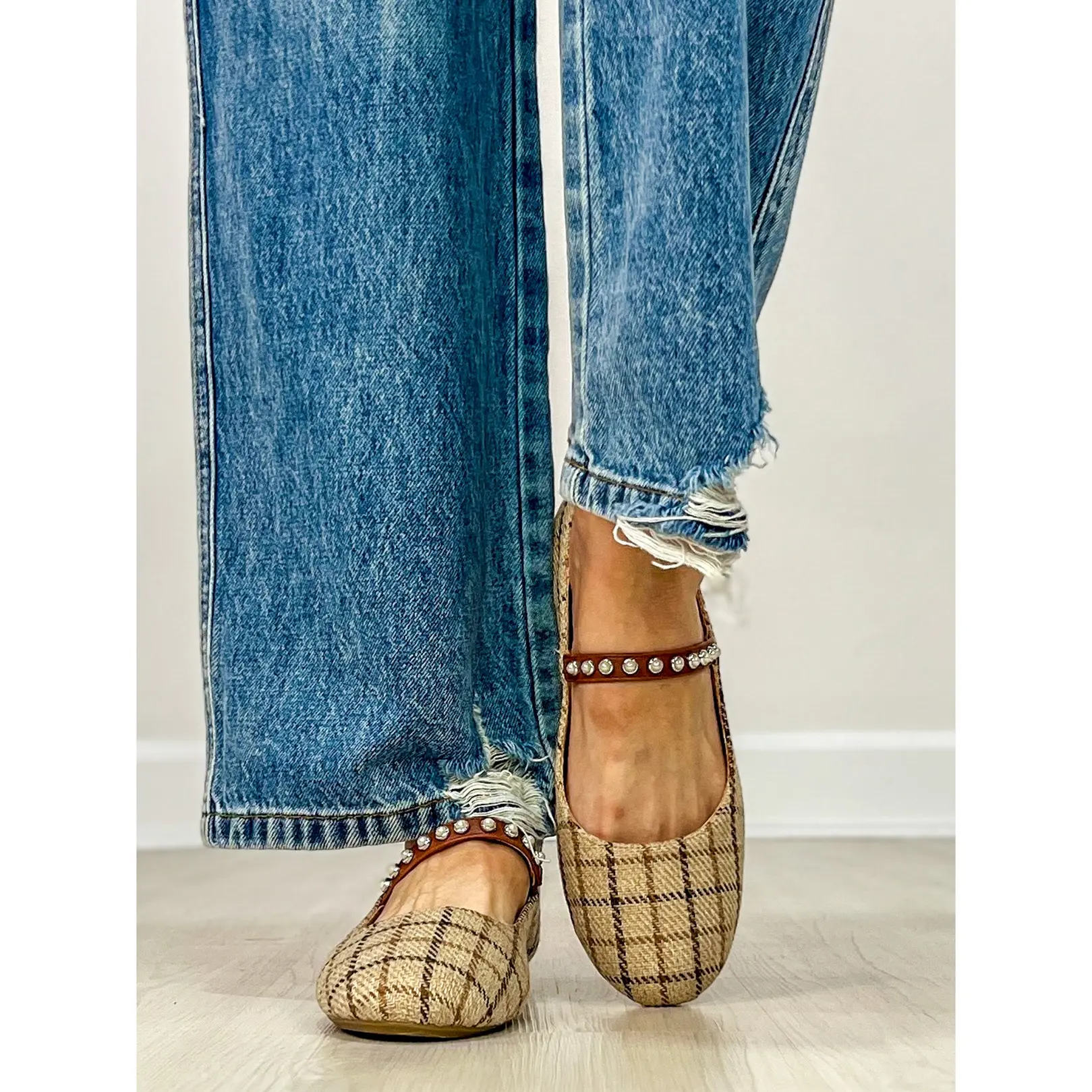 Corkys Tea Time Ballet Flats in TAN PLAID