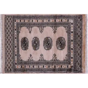 Ivory Silky Bokhara Handmade Wool Rug 2' 1" X 2' 10" - Q23835