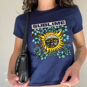 Sublime Sun Freedom Baby Tee, Retro Sun Graphic Shirt, Y2K Aesthetic Top, Soft Cotton Casual Tee, Summer Streetwear