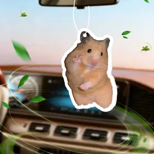 1/5/10pcs Cute Hamster Paper Hanging Car Scent Cards - Adorable Animal-shaped Auto Fragrance, Interior Air-freshening Pendant, Car Interior Diffusers
