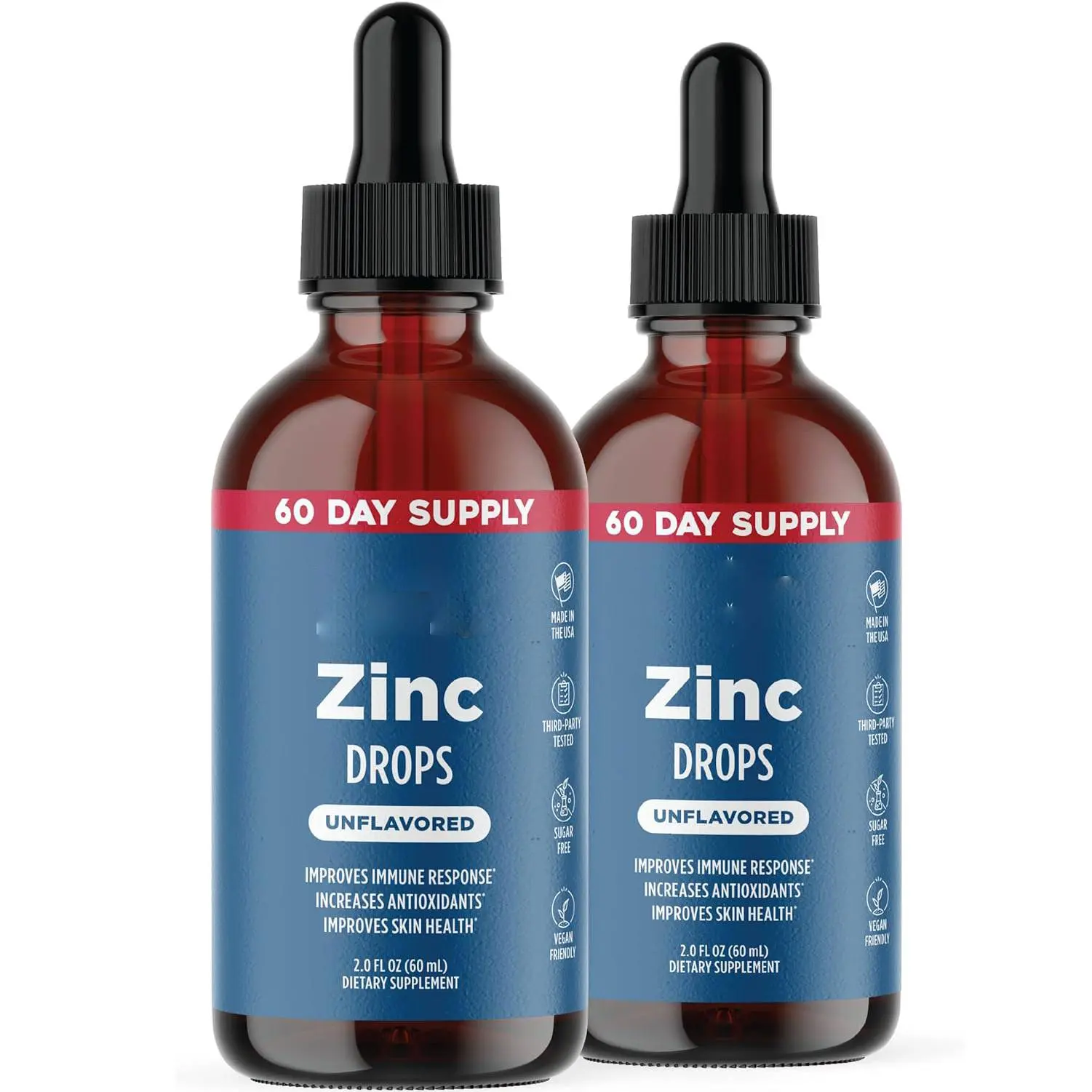 Liquid Zinc Drops for All Ages by NEW AGE - Zinc Sulfate for Immune Support, Vegan, Non-GMO & Gluten Free, 60 Day Supply, 2-Pack