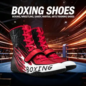 Men's High-Top Boxing Shoes, Professional Wrestling Shoes with Ankle Support, Non-Slip Breathable Training Boots for MMA Kickboxing Sparring