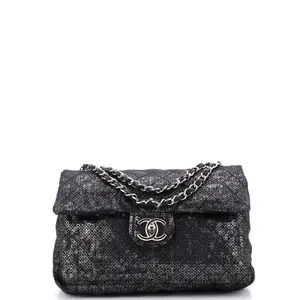 Pre-owned CHANEL Sequins, Fabric Shoulder Bags Hidden Sequins Flap Bag Sequins Jumbo by Rebag