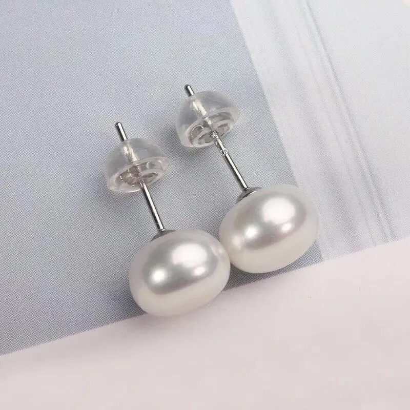 White Classic Series Handpicked S925 Freshwater Cultured Pearl Stud Earrings Pearls Timeless Elegance Hypoallergenic Wedding Party Vintage Handmade Engagement Stacking Fit Elegant Stunning Classy Romantic Unique Dainty