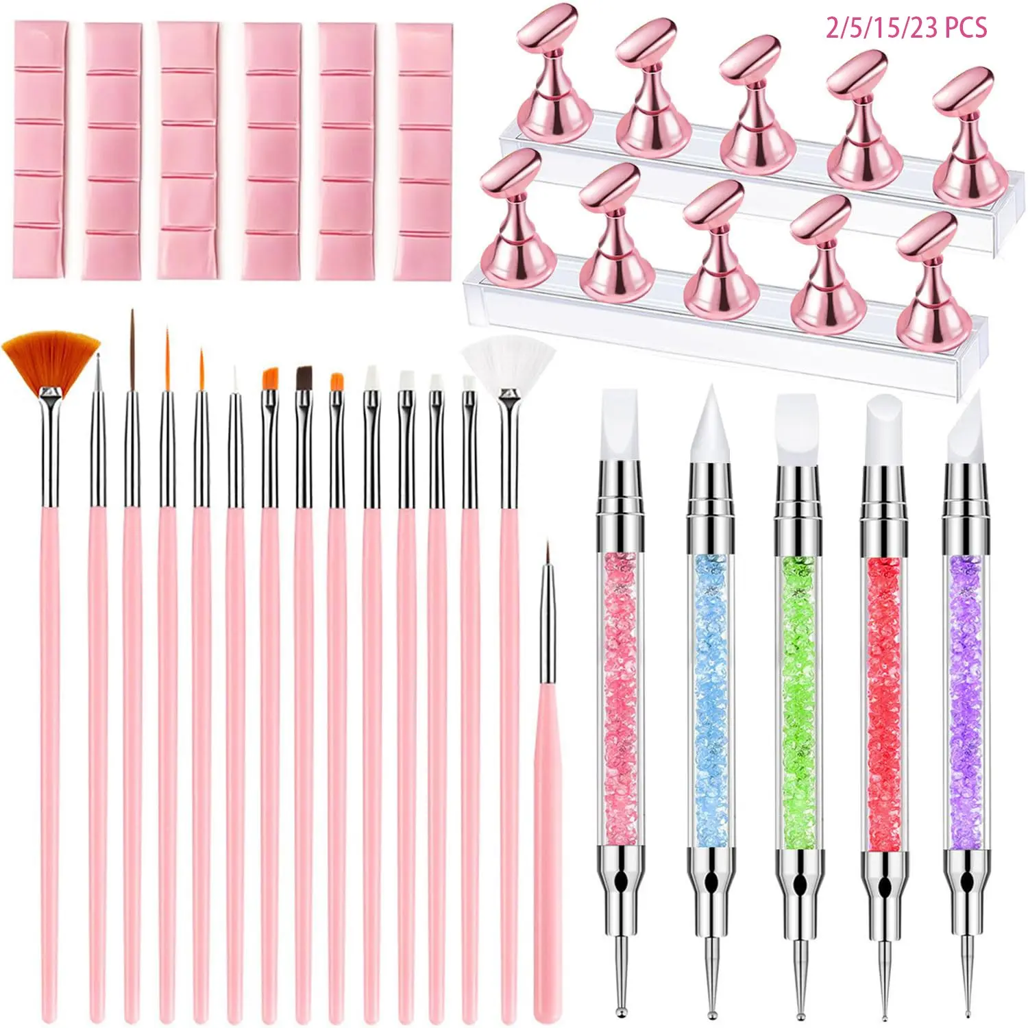 ✨ Professional Nail Art Manicure Tool Set Nail Kit, Nail Art Kits | Includes Nail Art Brushes, Nail Practice Stand, Modeling Clay, Carving & Dotting Pens in Multiple Combinations | Perfect for Nail Artists & Home DIY