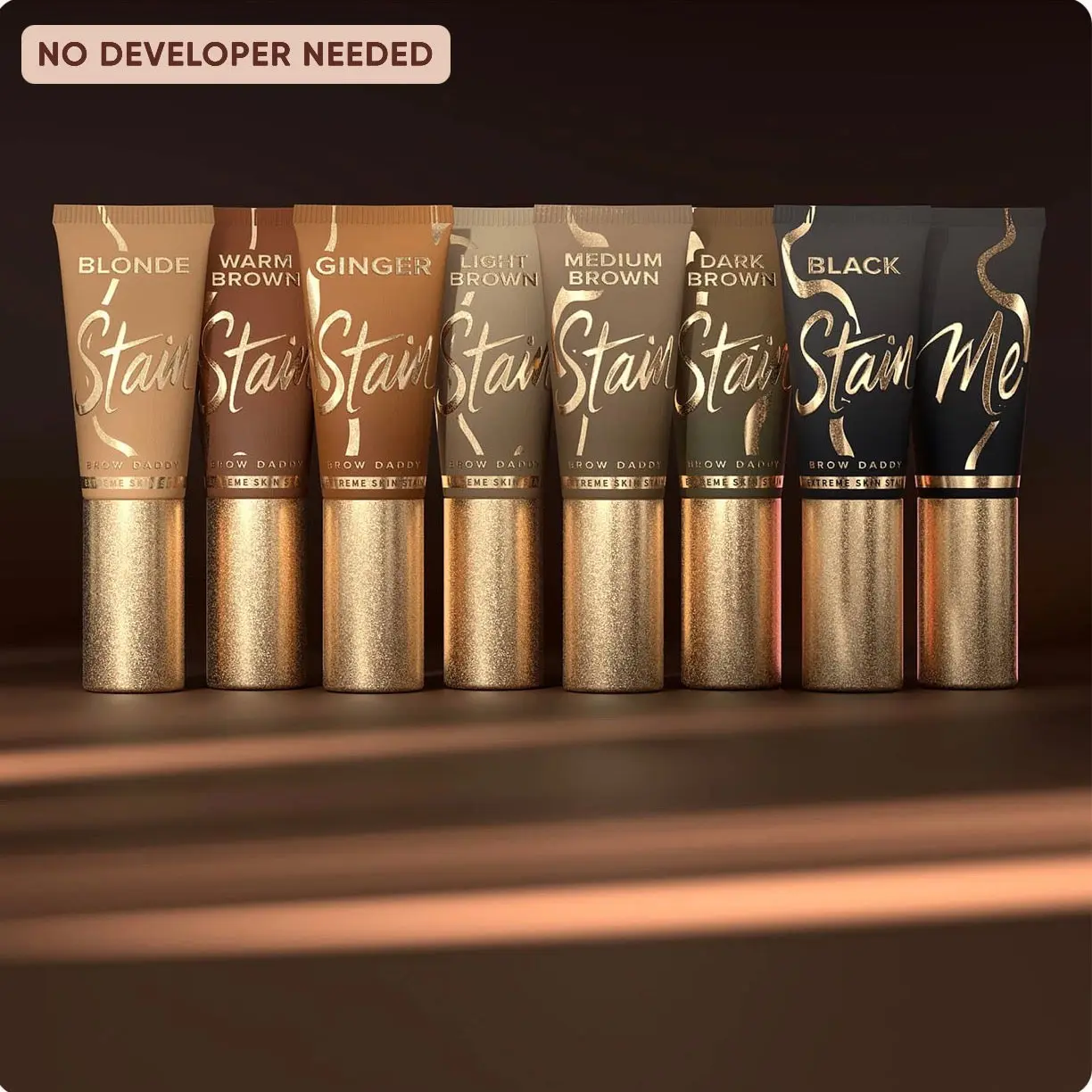 BROW DADDY STAINME-Extreme Skin Stain Eyebrow Gel Makeup, Chocolate-Honey Shades, Full Set (7colors), Blendable, Long Lasting, No Developer Needed Eyebrow Product