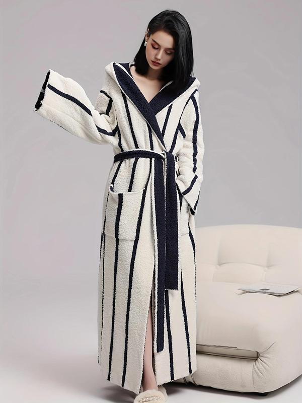 Thick and Plush Hooded Long Robe | Loose and Cozy Fit with Waist ...