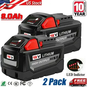 Hot  2Pack 8.0AH For Milwaukee for M18 LithiumExtended Capacity Battery 48-11-1860-brand new