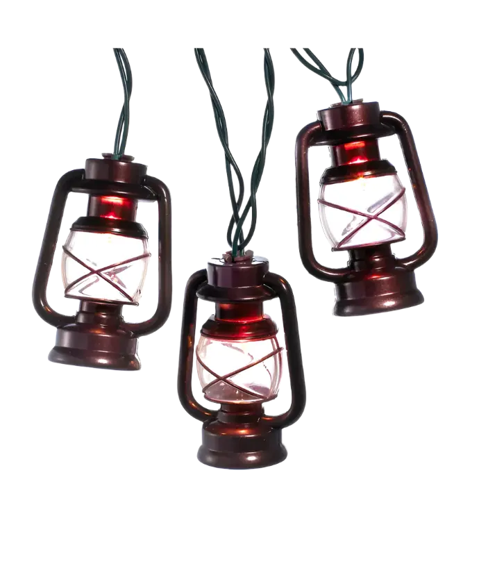 11.5' UL 10-Light Brass Lantern Light Set