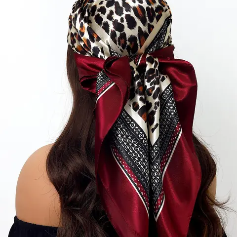 Women's Leopard Print Square Scarf, Fashionable Soft Lightweight Summer Scarf for Daily Wear, Casual Versatile Neck Scarf for Women & Girls, Fashion Shawl Wrap