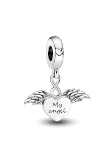 Angel & Heart Design Pendant, Fashionable Pendant for Bracelet & Necklace, DIY Jewelry Making Accessories for Women & Girls, Trendy Fashionable Accessories