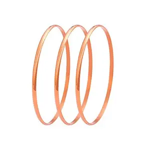 Stackable Bangle Bracelets Set - Set of Three Bracelets in Rose Gold Color with Simple Design