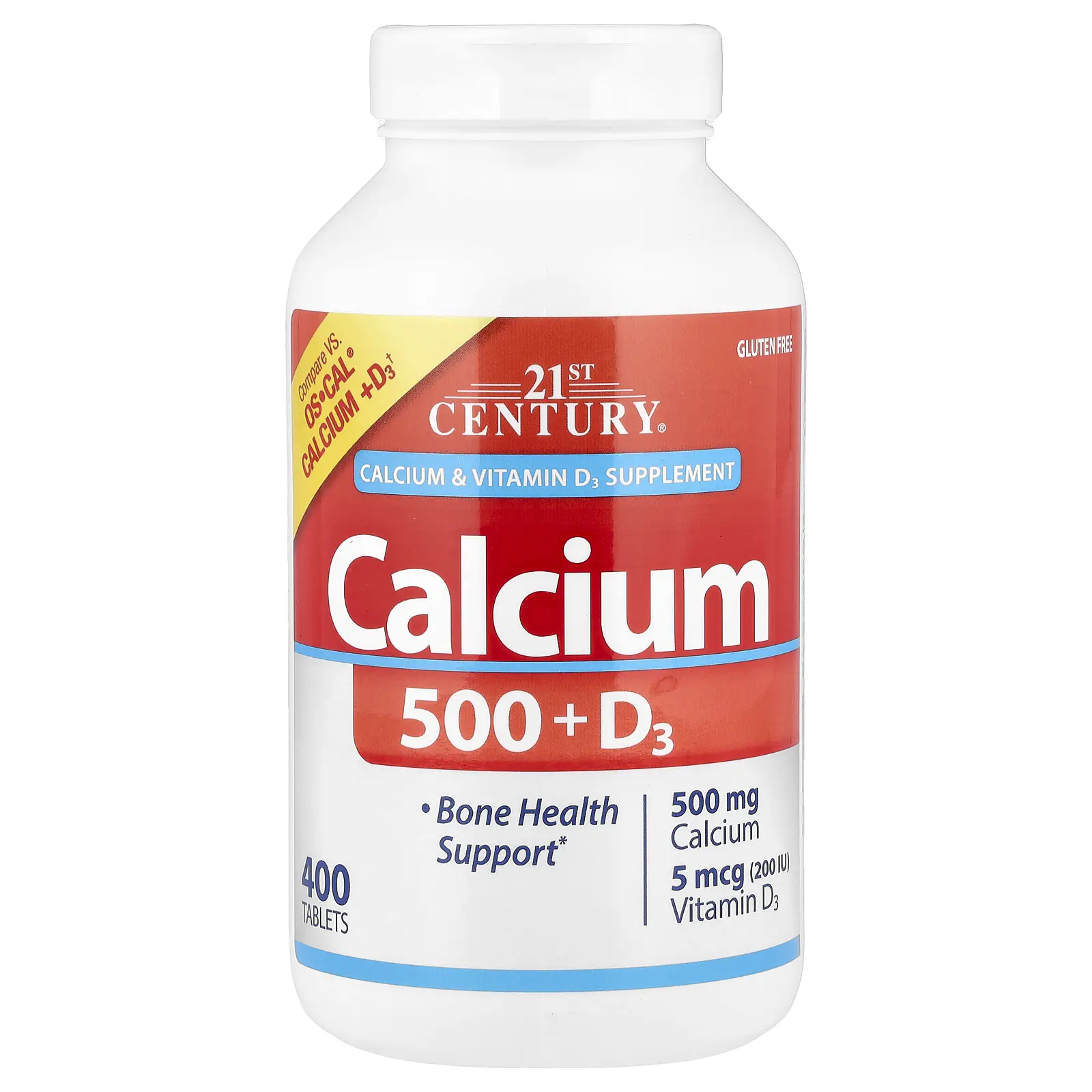 21st Century Calcium 500 + D3, 400 Tablets