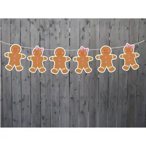 GINGERBREAD GARLAND - Gingerbread Banner Gingerbread Gender Reveal Gingerbread Decorations Gingerbread He or She Gingerbread Party Banner