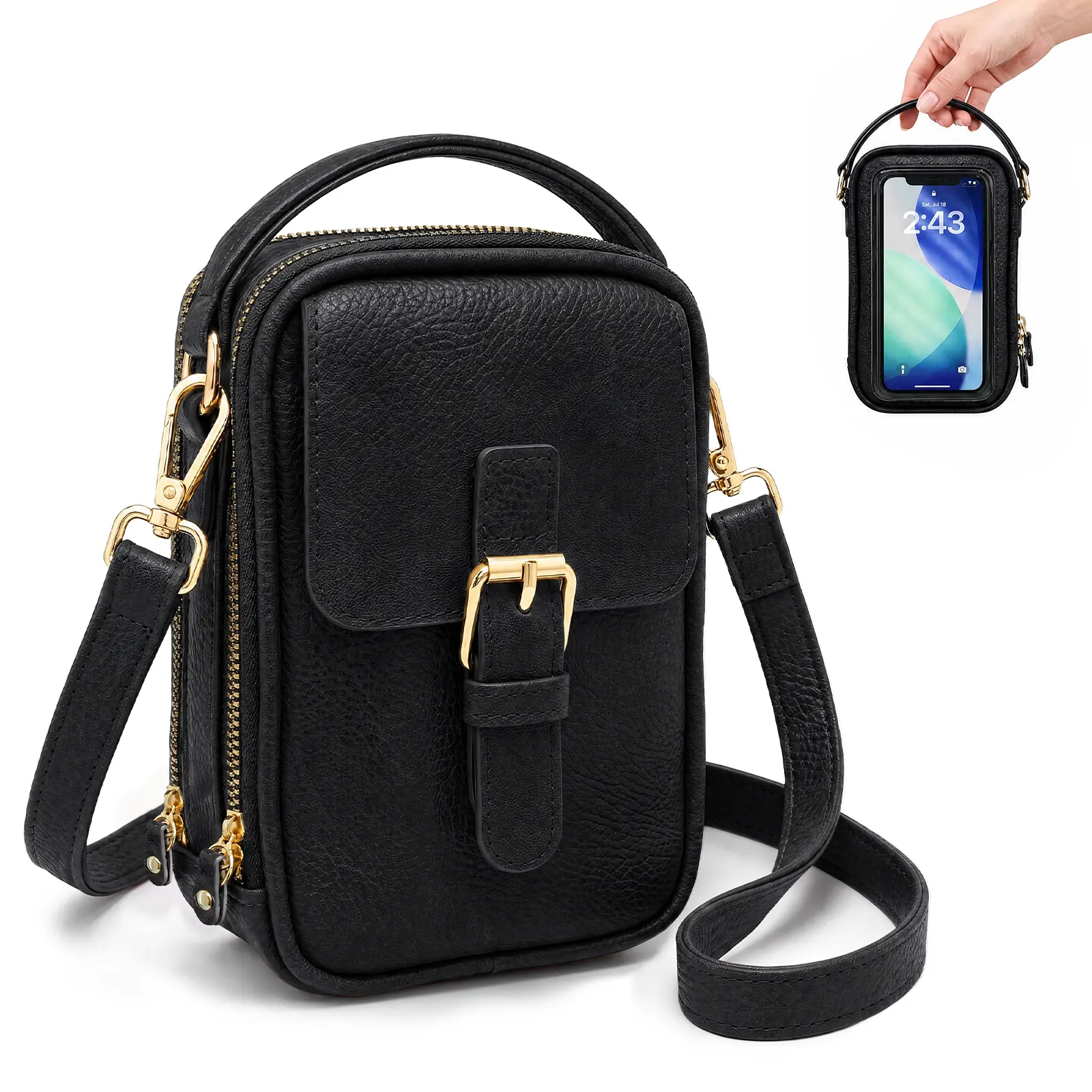Babysun Crossbody Phone Purse Bag Touchscreen Crossbody Phone Purse Wallet for Women Anti Theft Bag Rfid Blocking Leather Bag