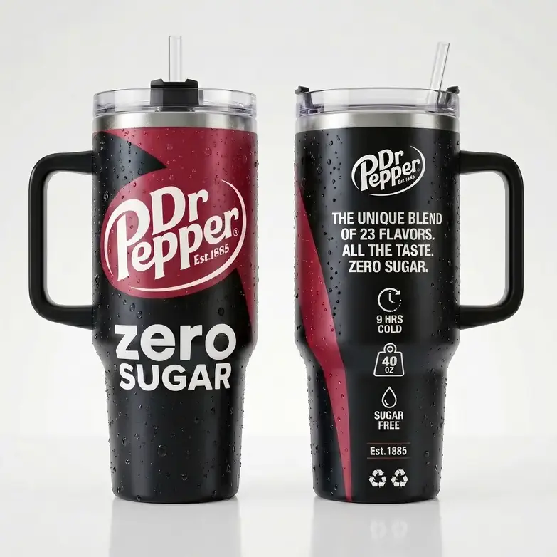 [Gift Box & Straw] Retro Zero's Sugar's Soda's 20oz Skinny & 40oz Handle Tumbler, Matte Black Stainless Steel Vacuum Insulated Coffee Cup, Hot & Cold Leakproof Travel Mug, Vintage Beverage Fan Gift
