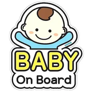 Baby on Board Car Sticker,Character Design, Reflective, Weather-Resistant ,Arya's House