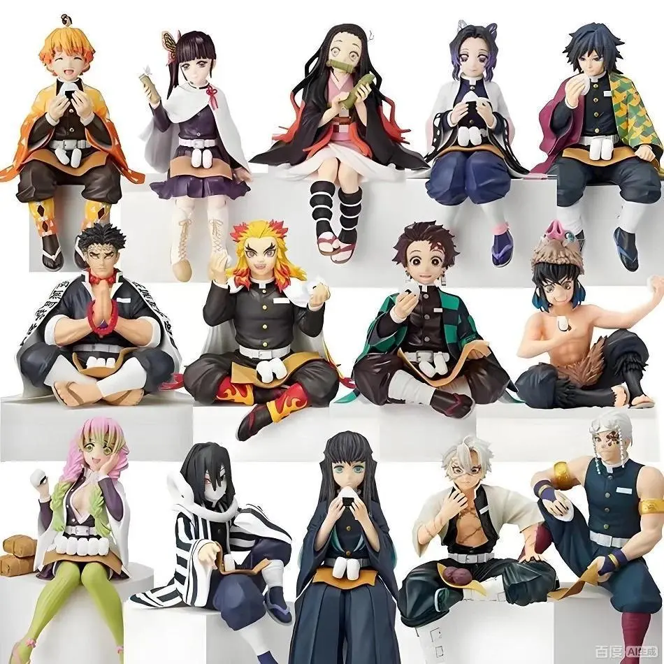 10-15cm High Demon Slayer Anime & Manga PVC Action Figures, Kamado Tanjirou & Nezuko Sitting Posture Desktop Decorations, Collectible Home Decor Gifts